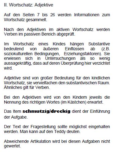 Die Entwicklung der Sprache beim Kind - Prüfmittel fr Viereinhalb
 bis Sechsjährige Beispiel Adjektive