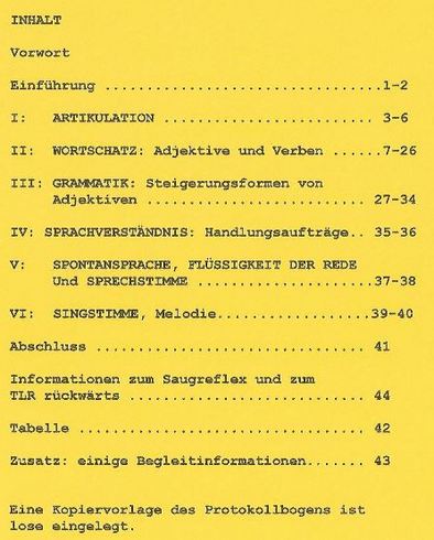 Die Entwicklung der Sprache beim Kind - Prüfmittel fr Viereinhalb
 bis Sechsjährige - Inhalt